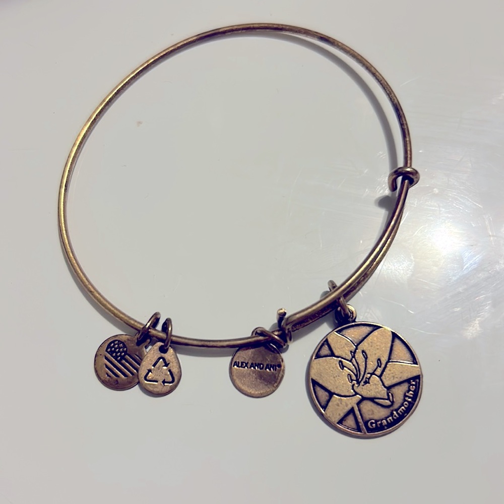 ALEX & ANI Grandmother Charm Bangle Bracelets